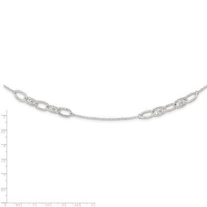 Sterlingsilber Gehämmert Oval mit Perlen Halskette