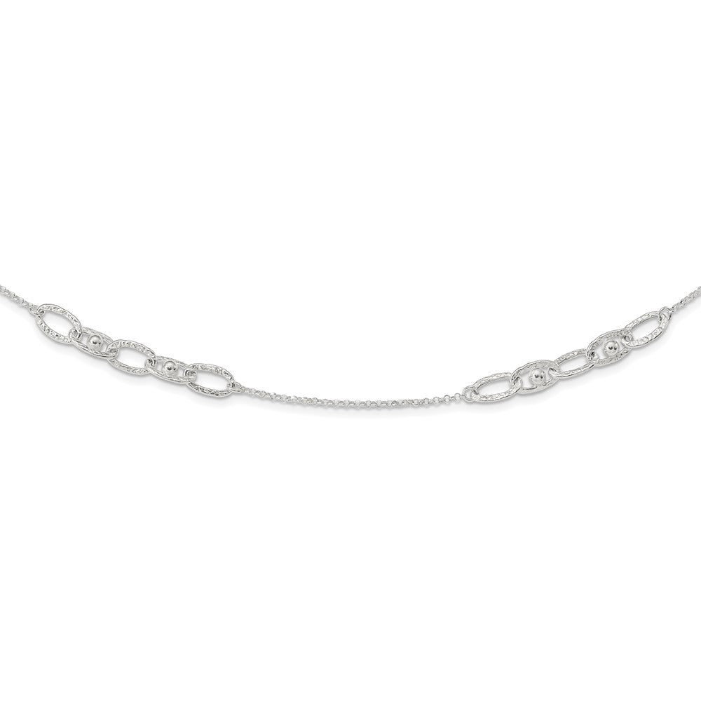 Sterlingsilber Gehämmert Oval mit Perlen Halskette