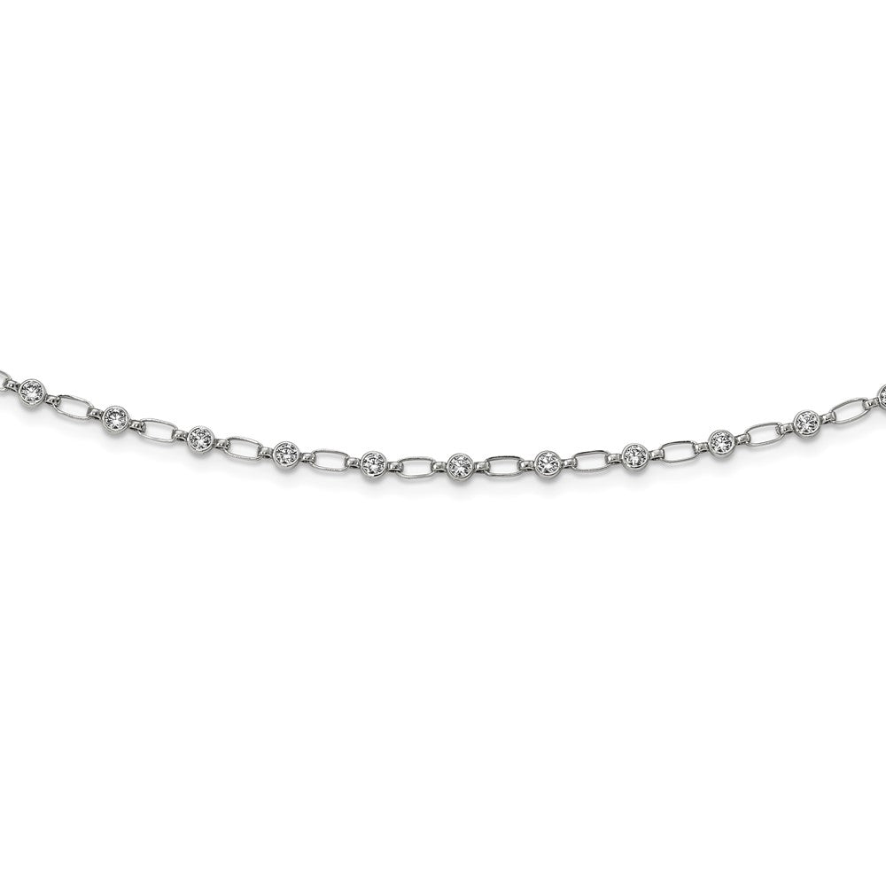 Sterlingsilber Rhodiniert Poliert Zirkonia Halskette