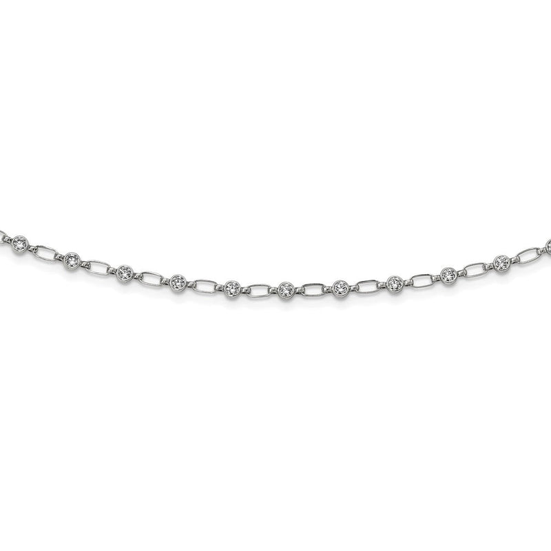 Sterlingsilber Rhodiniert Poliert Zirkonia Halskette