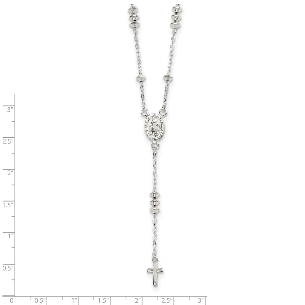 Sterlingsilber Poliert Mary und Kreuz Y-drop 1.75 Zoll Verlängerung. Halskette