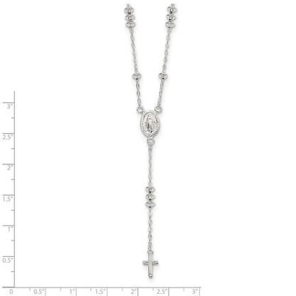 Sterlingsilber Poliert Mary und Kreuz Y-drop 1.75 Zoll Verlängerung. Halskette