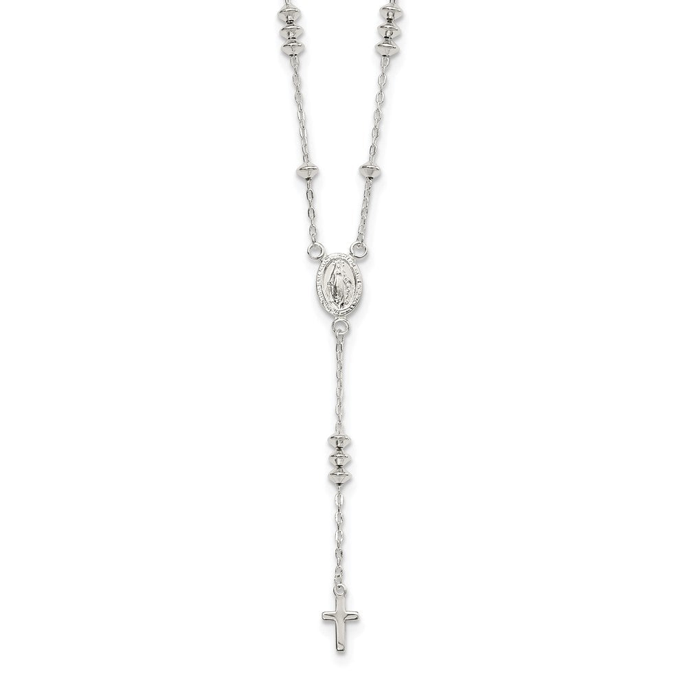 Sterlingsilber Poliert Mary und Kreuz Y-drop 1.75 Zoll Verlängerung. Halskette