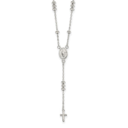 Sterlingsilber Poliert Mary und Kreuz Y-drop 1.75 Zoll Verlängerung. Halskette