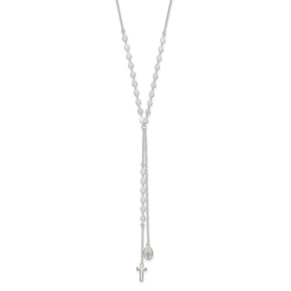 Sterlingsilber Poliert Wundertätig Medaille und Kreuz Tropfen Halskette