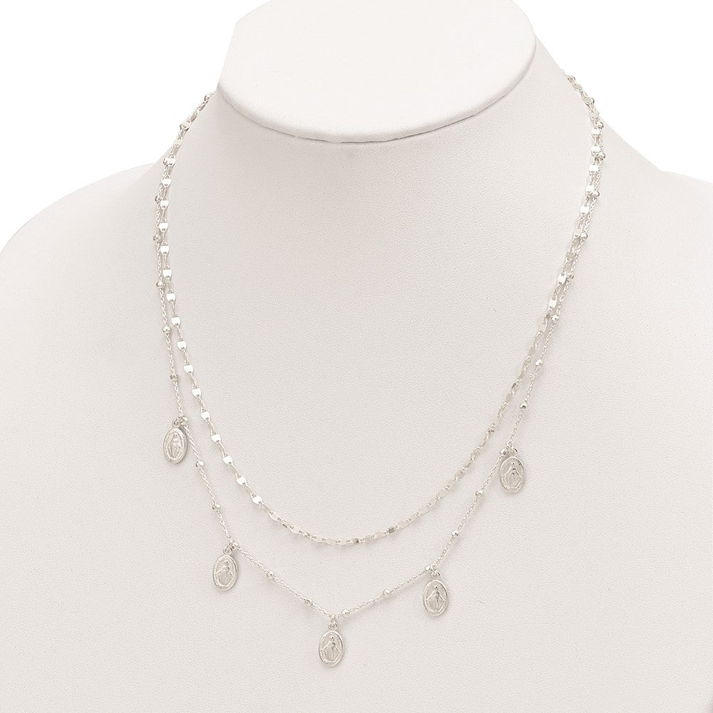 Sterlingsilber Dbl Wundertätig Medaille mit 2 in Verlängerung. Halskette