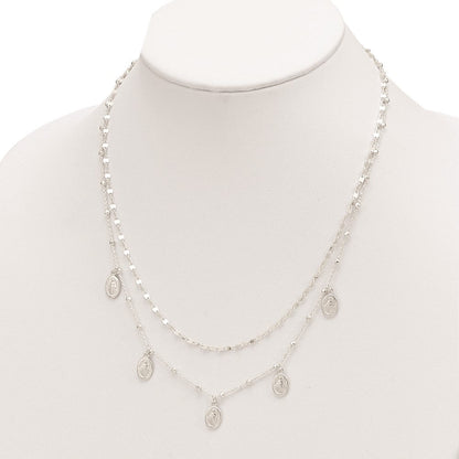 Sterlingsilber Dbl Wundertätig Medaille mit 2 in Verlängerung. Halskette