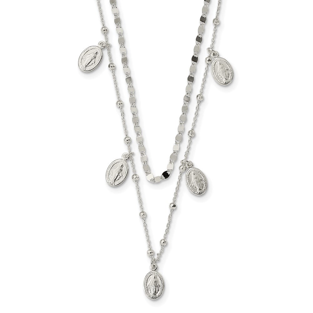 Sterlingsilber Dbl Wundertätig Medaille mit 2 in Verlängerung. Halskette