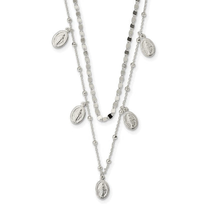 Sterlingsilber Dbl Wundertätig Medaille mit 2 in Verlängerung. Halskette