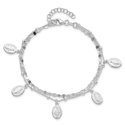 8 Zoll Sterlingsilber Dbl Wundertätig Medaille mit 1 in Verlängerung. Armband