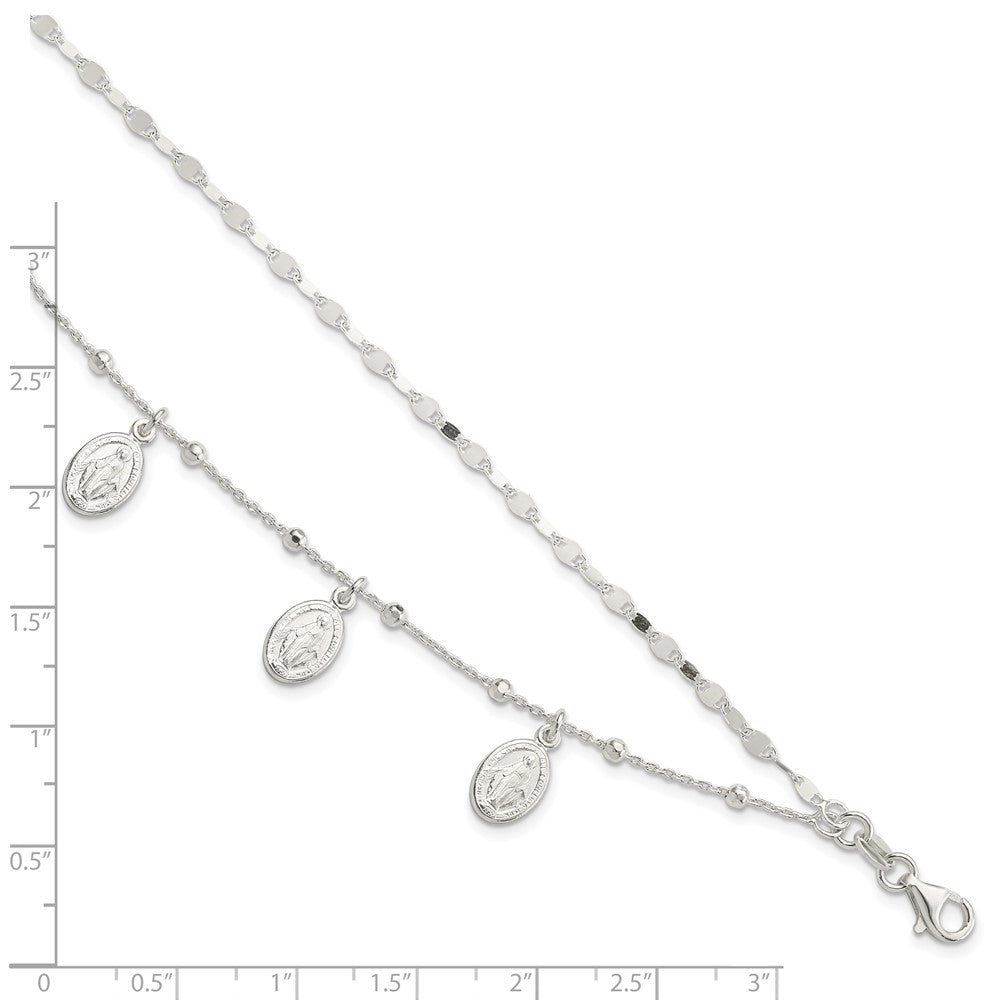8 Zoll Sterlingsilber Dbl Wundertätig Medaille mit 1 in Verlängerung. Armband