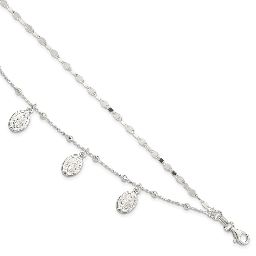 8 Zoll Sterlingsilber Dbl Wundertätig Medaille mit 1 in Verlängerung. Armband