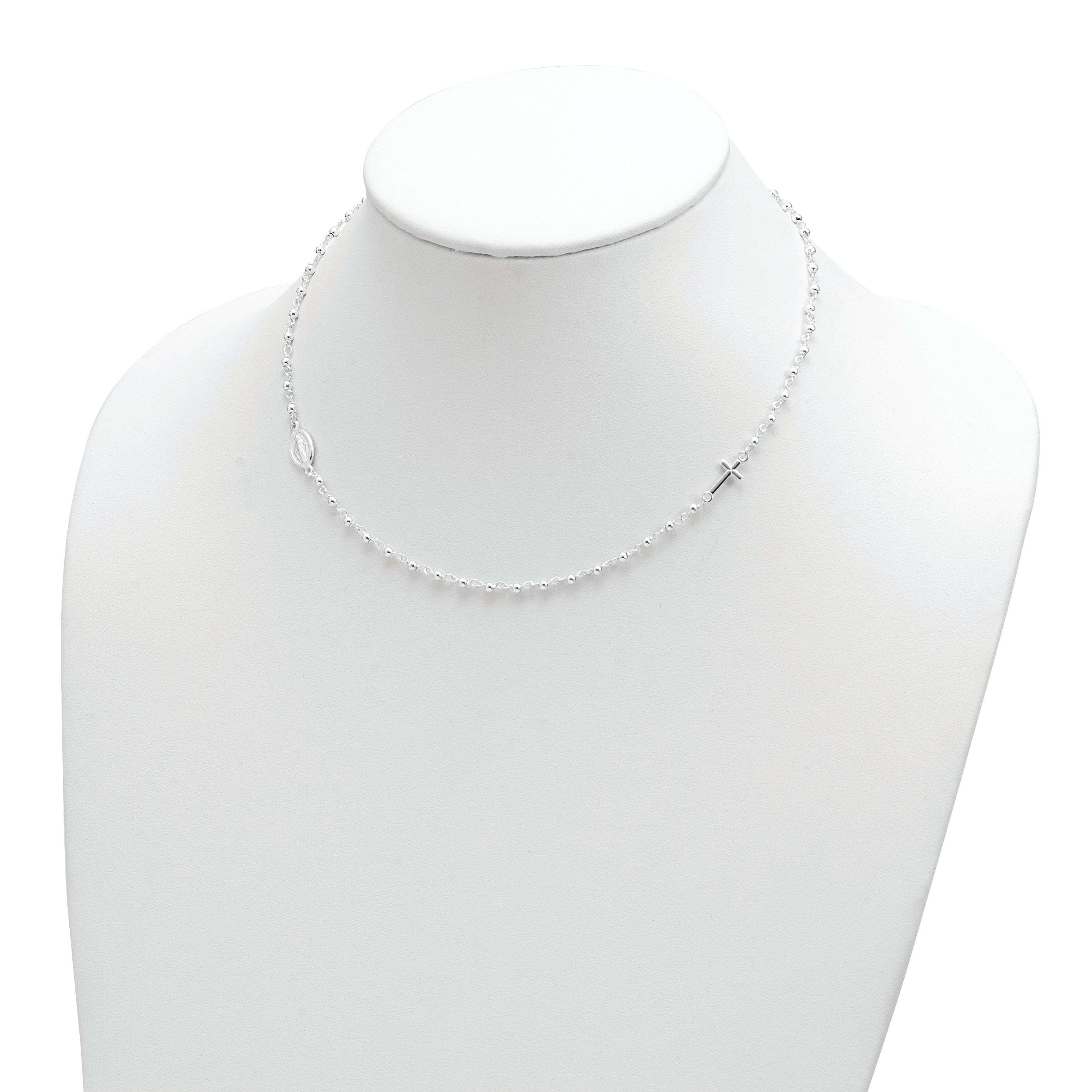 Sterlingsilber Medaille/cross mit 1.5 Zoll Verlängerung. Rosenkranz Halskette