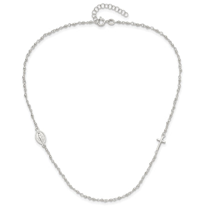 Sterlingsilber Medaille/cross mit 1.5 Zoll Verlängerung. Rosenkranz Halskette