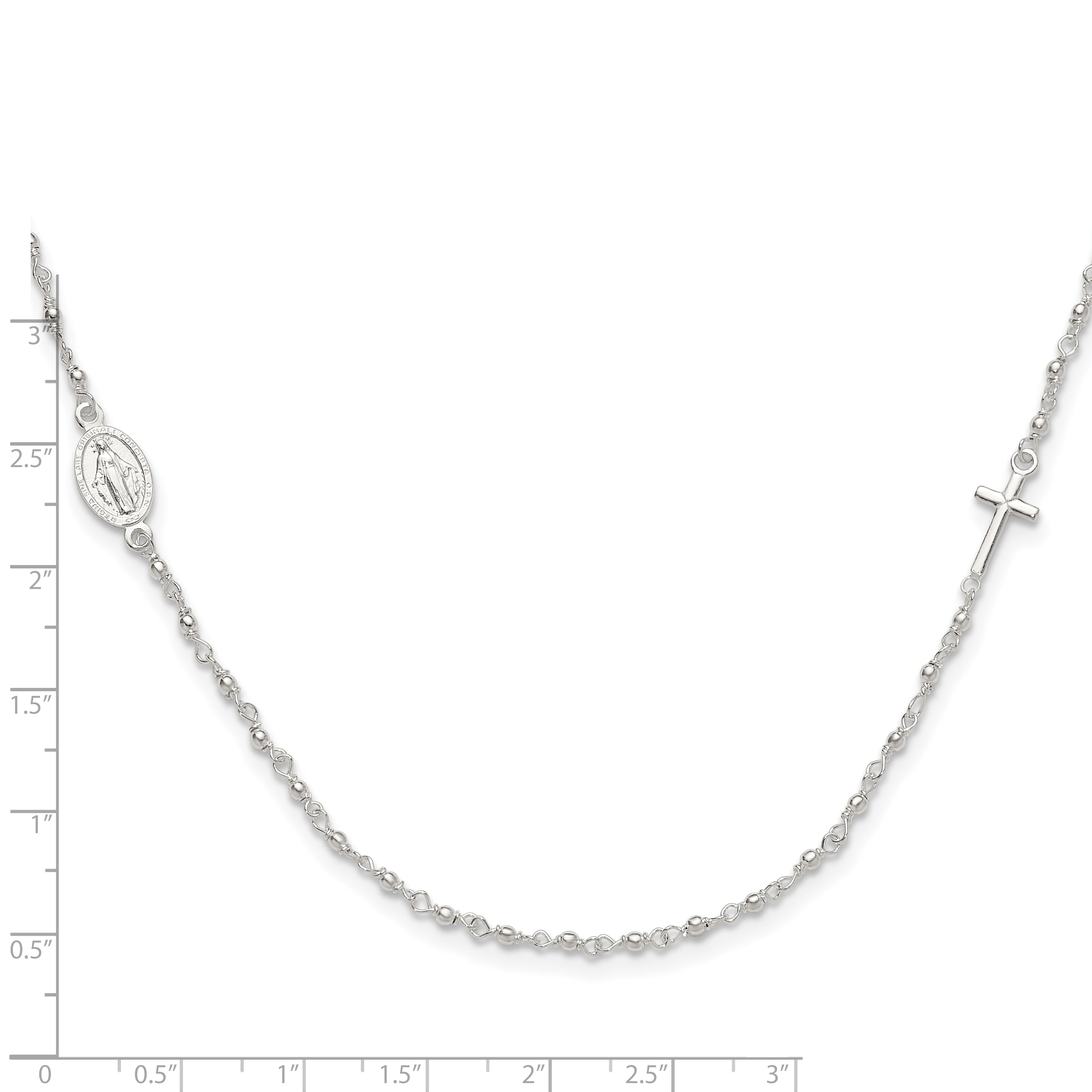 Sterlingsilber Medaille/cross mit 1.5 Zoll Verlängerung. Rosenkranz Halskette