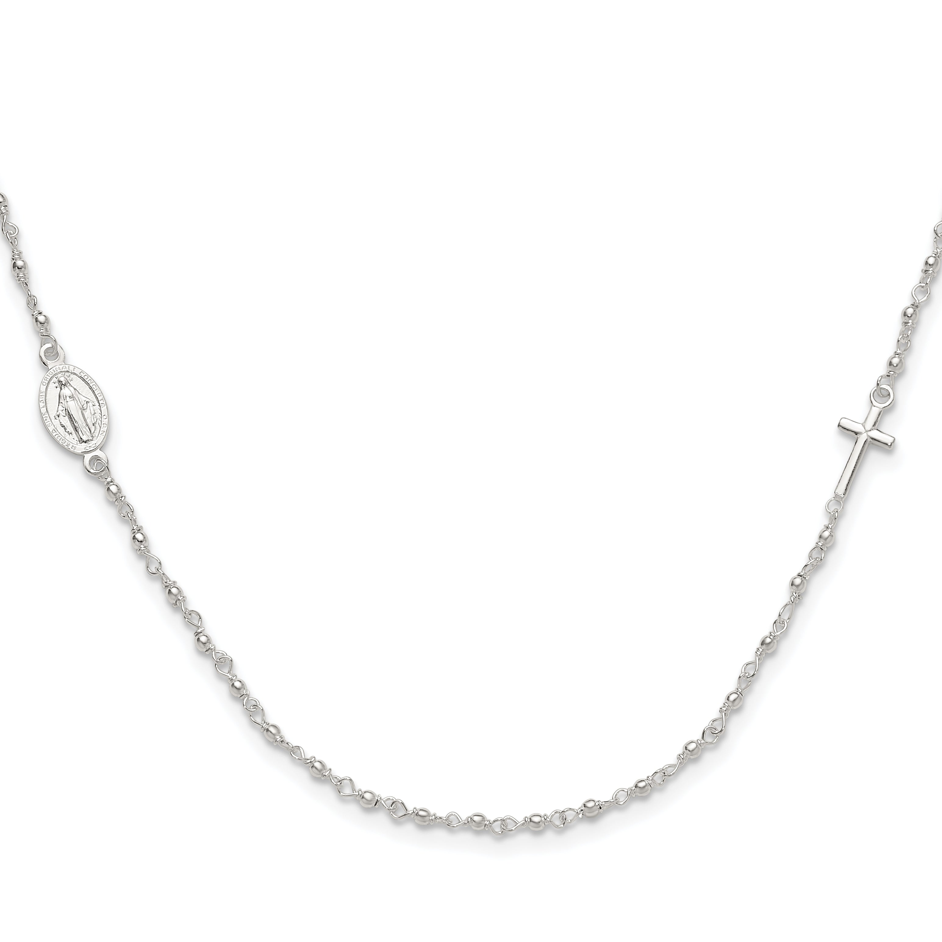 Sterlingsilber Medaille/cross mit 1.5 Zoll Verlängerung. Rosenkranz Halskette