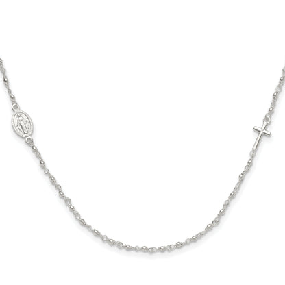 Sterlingsilber Medaille/cross mit 1.5 Zoll Verlängerung. Rosenkranz Halskette