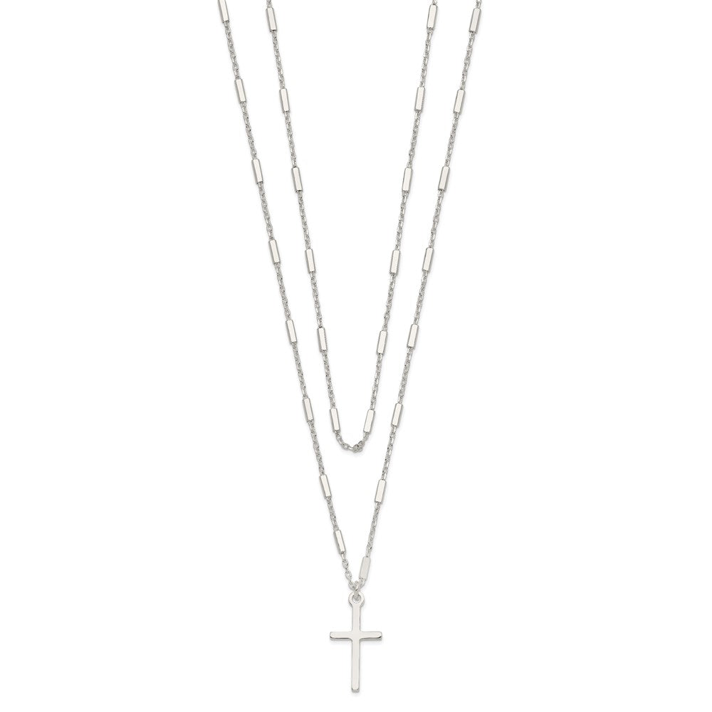 Sterlingsilber Fantasie Kreuz Doppelt Strang Halskette