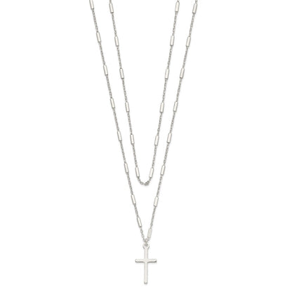 Sterlingsilber Fantasie Kreuz Doppelt Strang Halskette