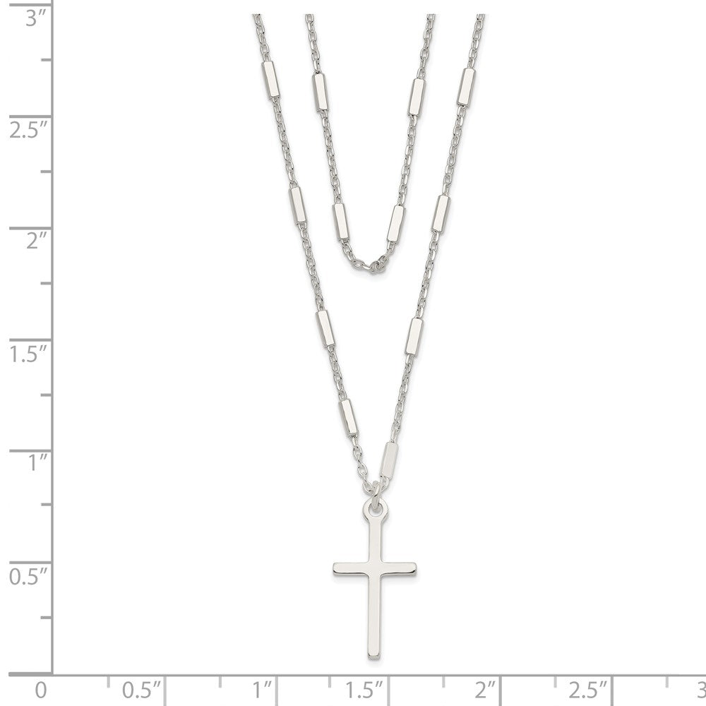Sterlingsilber Fantasie Kreuz Doppelt Strang Halskette