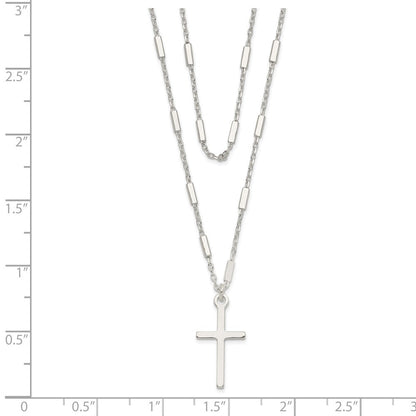 Sterlingsilber Fantasie Kreuz Doppelt Strang Halskette