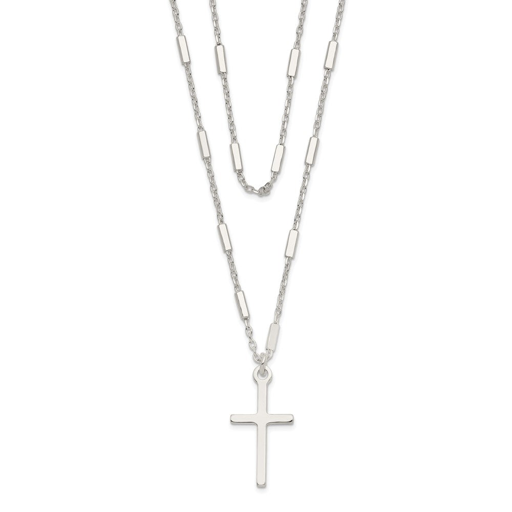 Sterlingsilber Fantasie Kreuz Doppelt Strang Halskette