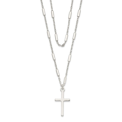 Sterlingsilber Fantasie Kreuz Doppelt Strang Halskette