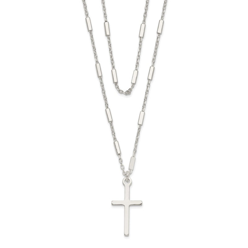 Sterlingsilber Fantasie Kreuz Doppelt Strang Halskette
