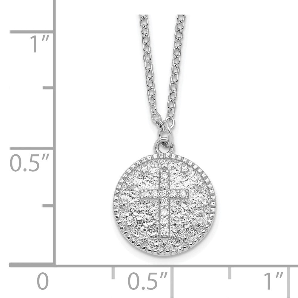 Sterlingsilber Rhodiniert Poliert Zirkonia Kreuz Halskette