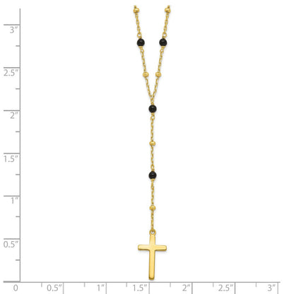 Sterlingsilber Goldfarben Gekugelt Onyx Kreuz mit 2 in Verlängerung. Halskette