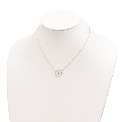 Sterlingsilber Zirkonia Kreuz in Kreis Halskette