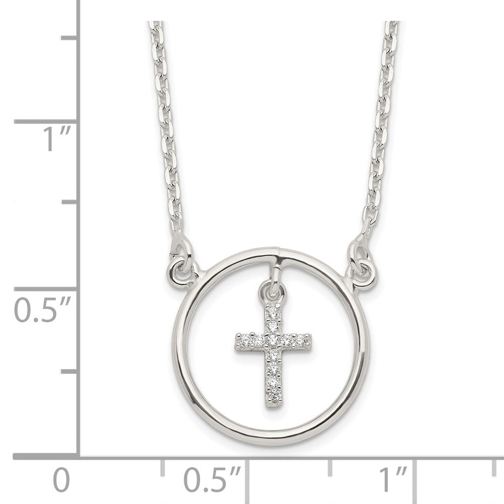 Sterlingsilber Zirkonia Kreuz in Kreis Halskette