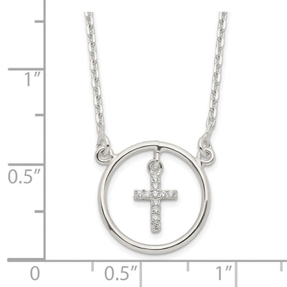 Sterlingsilber Zirkonia Kreuz in Kreis Halskette