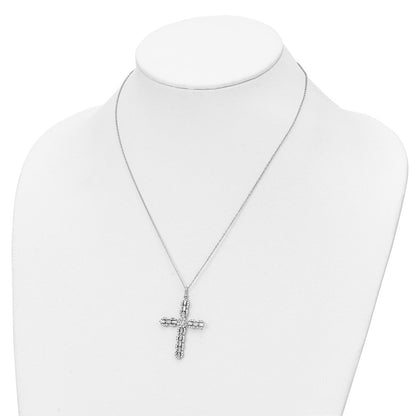 Sterlingsilber Rhodiniert Poliert Zirkonia Kreuz Halskette