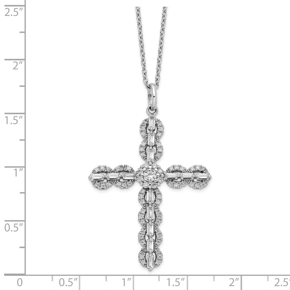 Sterlingsilber Rhodiniert Poliert Zirkonia Kreuz Halskette
