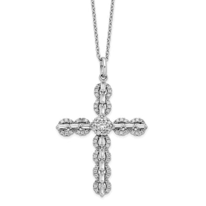 Sterlingsilber Rhodiniert Poliert Zirkonia Kreuz Halskette