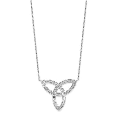 Sterlingsilber Poliert Rhodiniert Zirkonia Keltisch Knoten 18 Zoll Halskette