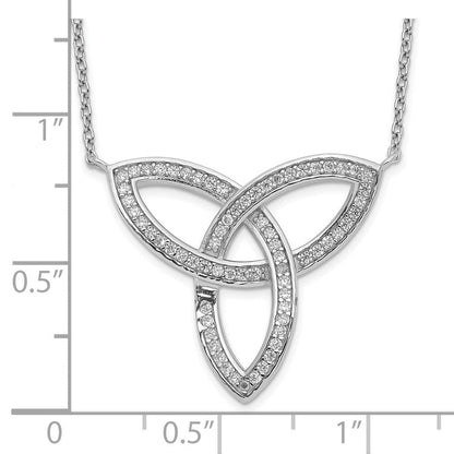 Sterlingsilber Poliert Rhodiniert Zirkonia Keltisch Knoten 18 Zoll Halskette
