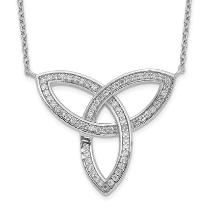 Sterlingsilber Poliert Rhodiniert Zirkonia Keltisch Knoten 18 Zoll Halskette