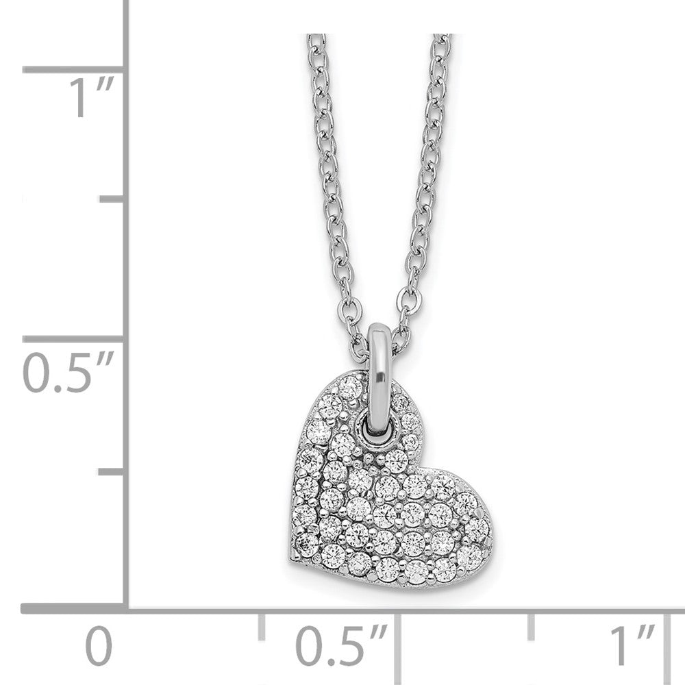 Sterlingsilber Rhodiniert Poliert Zirkonia Herz Halskette