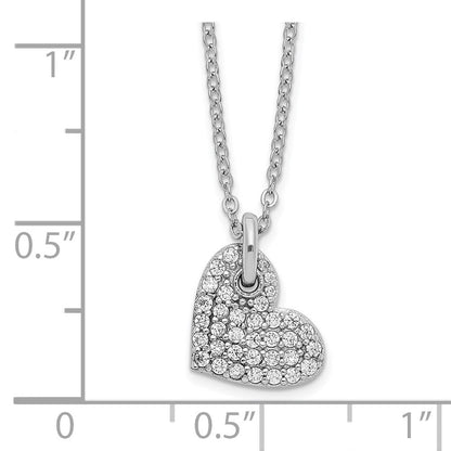 Sterlingsilber Rhodiniert Poliert Zirkonia Herz Halskette