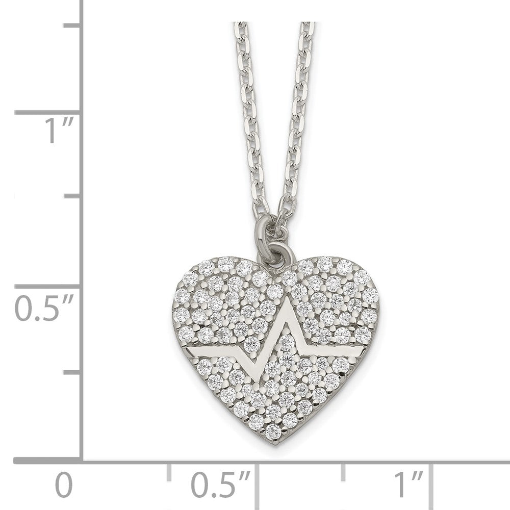 Sterlingsilber Heartbeat in Zirkonia Herz Halskette
