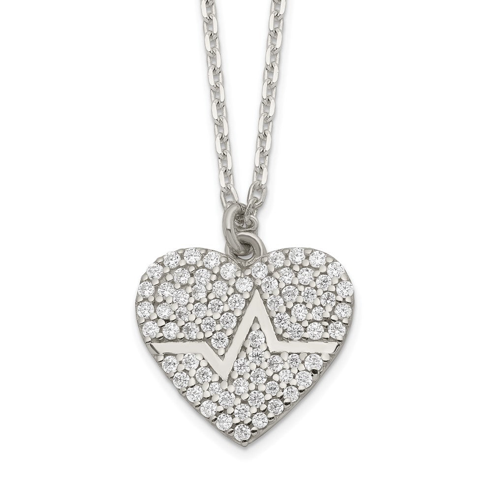 Sterlingsilber Heartbeat in Zirkonia Herz Halskette