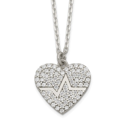 Sterlingsilber Heartbeat in Zirkonia Herz Halskette