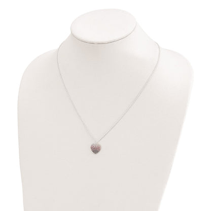 Sterlingsilber 18+2 Zoll mit Verlängerung. Rosa, Rot & Klar Zirkonia Herz Halskette