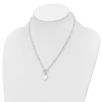 Sterlingsilber Poliert Herz Charm Fantasieglieder Halskette