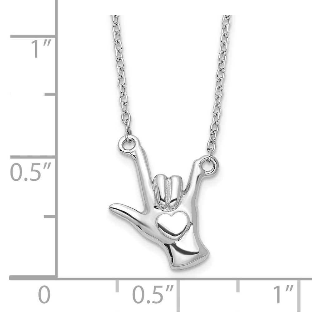 Sterlingsilber Rhodiniert I Liebe You Hand Signal Halskette