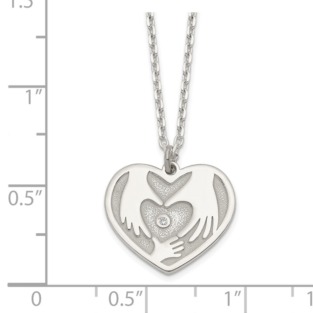 Sterlingsilber Zirkonia Hands in Herz Halskette