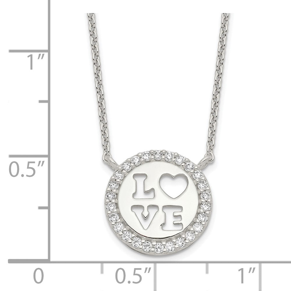 Sterlingsilber Poliert Zirkonia Liebe Halskette