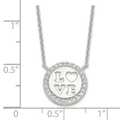 Sterlingsilber Poliert Zirkonia Liebe Halskette